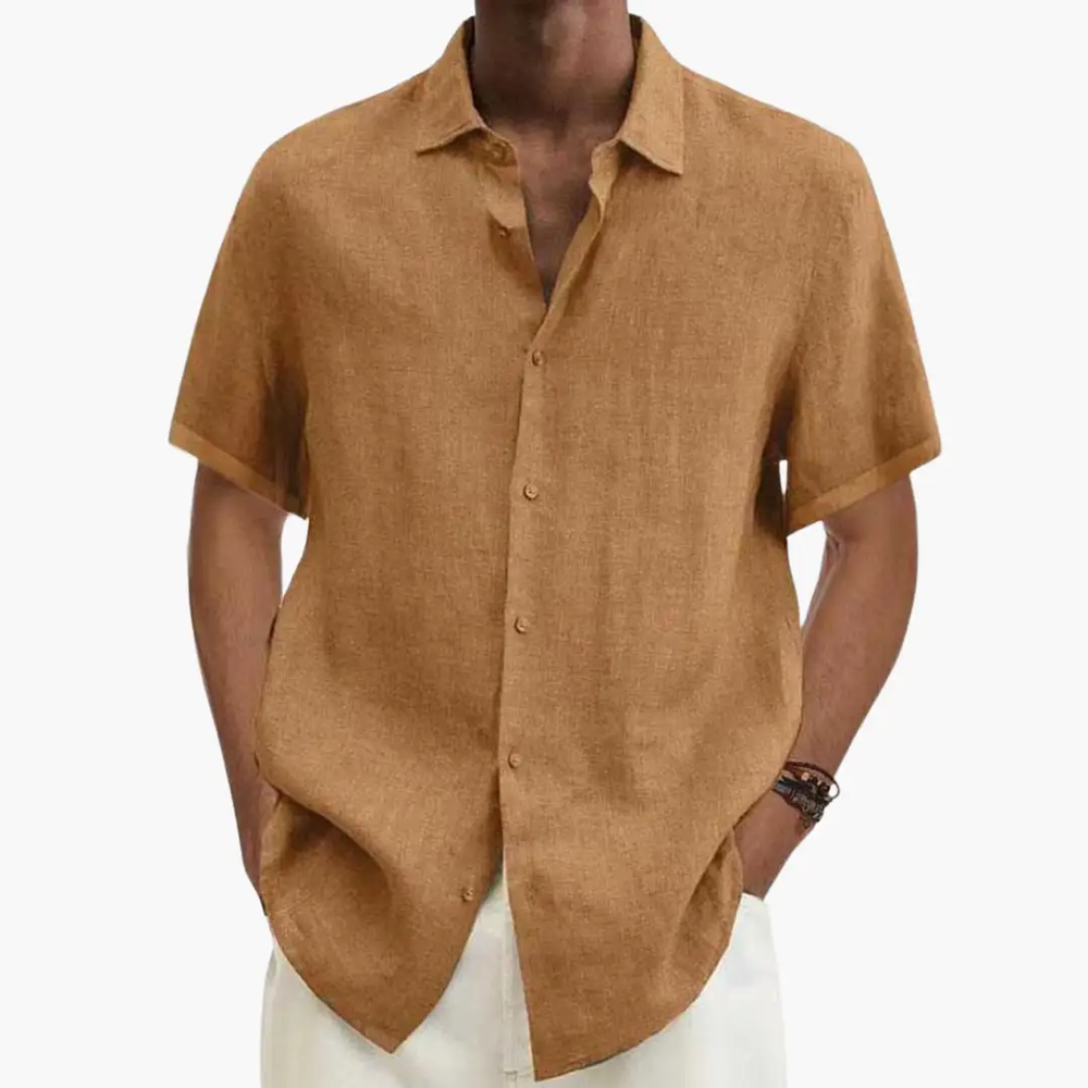 Men's Casual Shirt – Short Sleeve, Button Placket & Summer Style