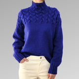 Eva Damenpullover mit Zopfmuster-Detail – Eleganter Strickpullover für Damen, Bequem und Stilvoll