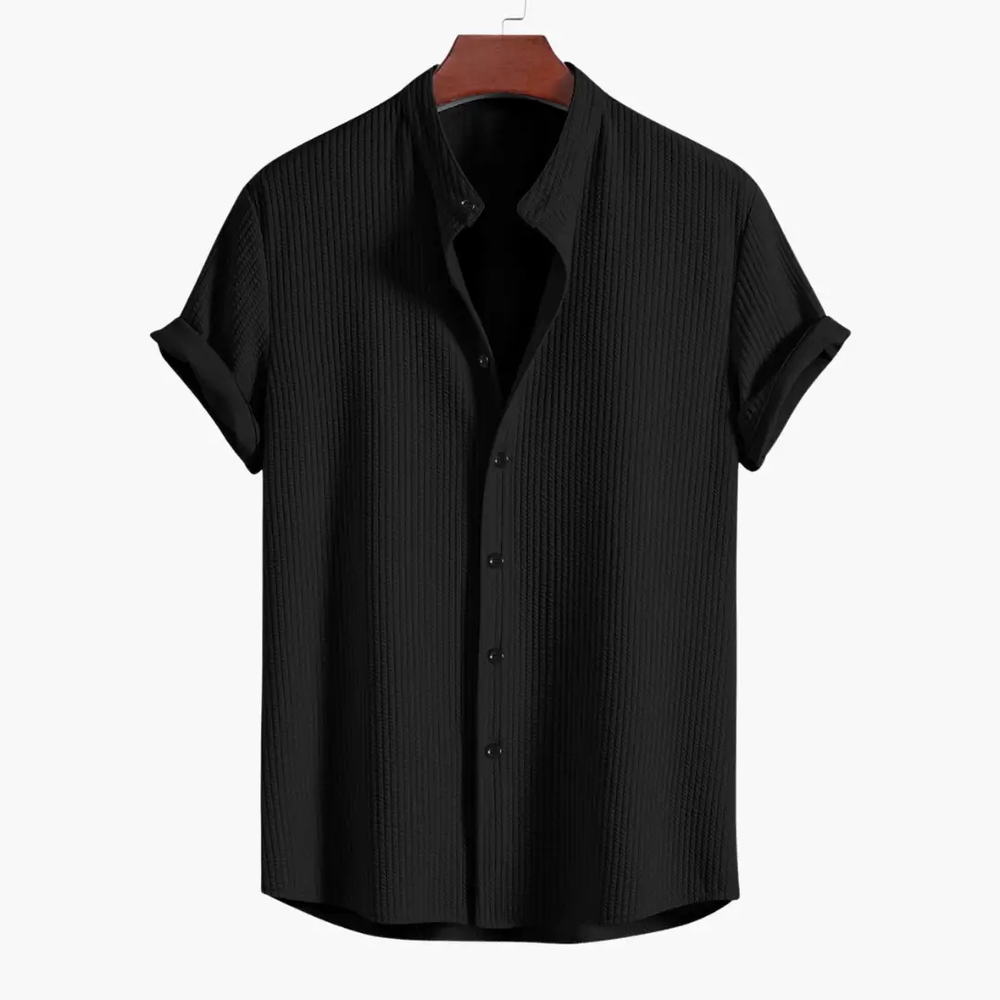 Men's Stand Collar Shirt – Slim Fit & Long Sleeve