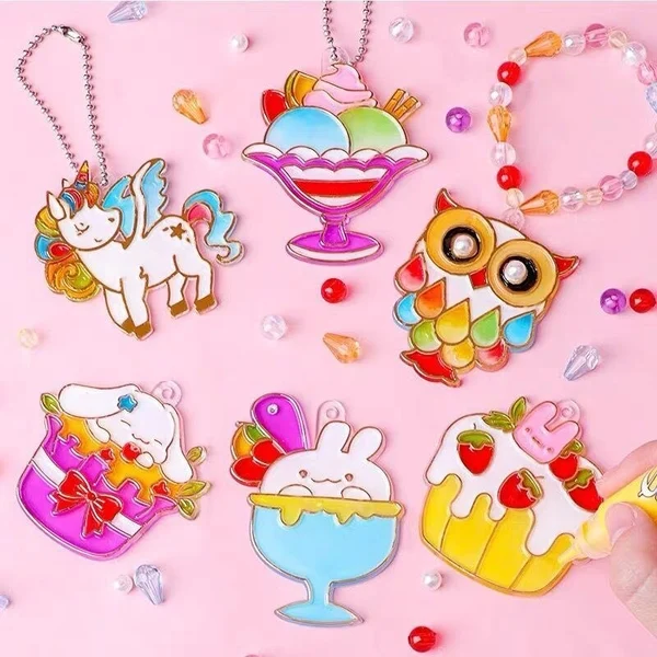 Kids Crystal Craft Kit – 30×30cm Canvas, No-Bake Glue & 9 Designs