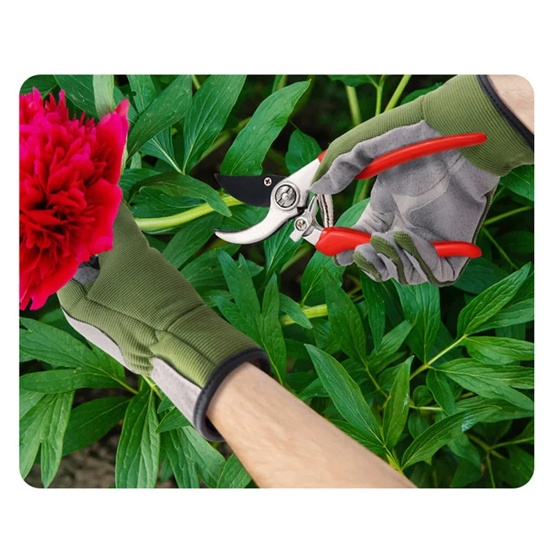 Leather Gardening Gloves – Cowhide Palm, Thornproof, Adjustable Wrist, Unisex