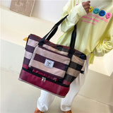 Foldable Travel Duffel Bag – Wet Compartment, 20-35L Capacity & Trolley Strap