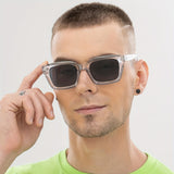 Men's Square Sunglasses – UV400 Protection, Lightweight Polycarbonate, Clear Grey