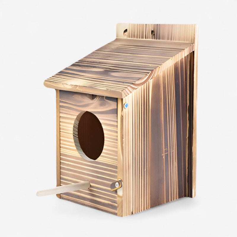 Natural Wood Birdhouse – 20×20×20cm, Hanging or Freestanding, Garden Decor