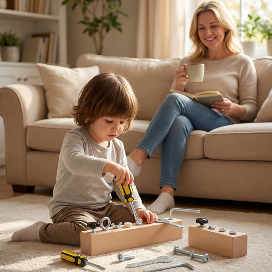 Wooden Screw Board for Kids – 8 Fasteners & Creative Learning Play