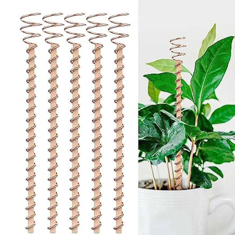 Copper Electroculture Antennas – 5-Pack, Pure Copper Spiral & 30cm Plant Stakes