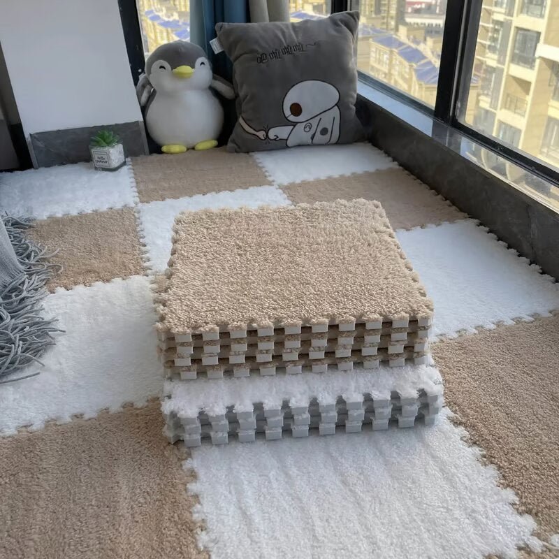 Plush Puzzle Rug Tiles – Foam, 30×30cm & Non-Slip Interlocking