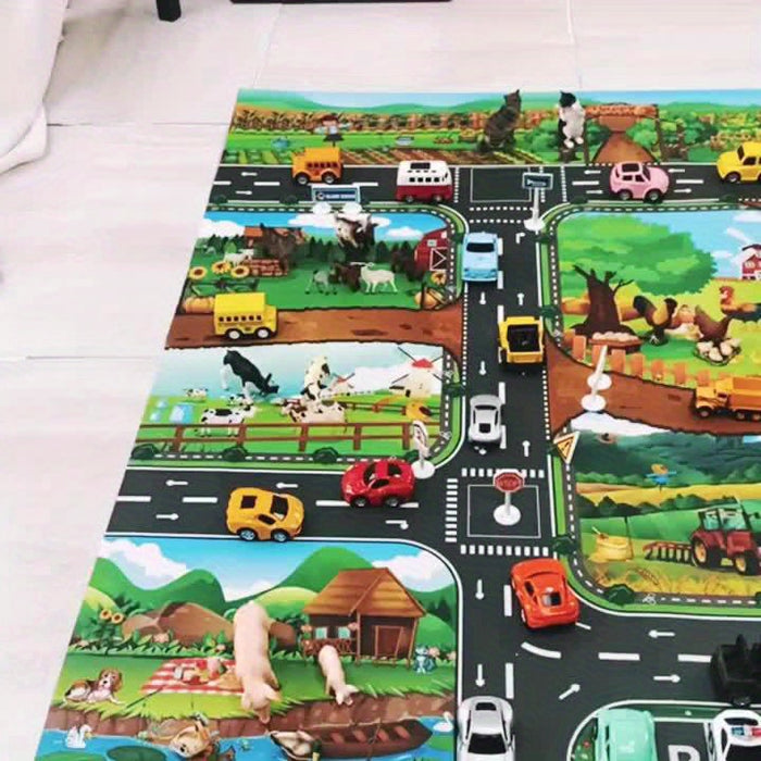 DuoPlay – Kids Play Rug with Farm & Traffic Theme