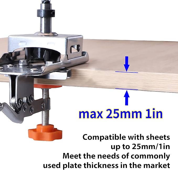 Door Hinge Drill Jig – Stainless Steel, Adjustable Edge Guide for 1-3cm Boards