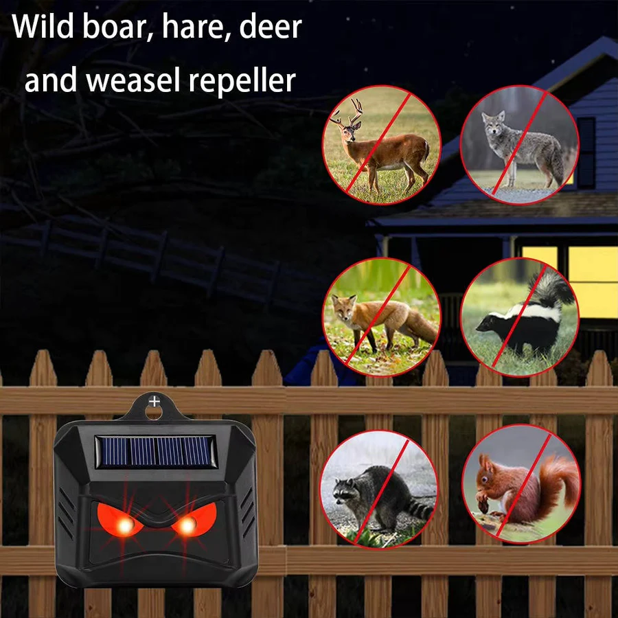 Solar Ultrasonic Animal Repeller – LED Flash, Weatherproof & 2-Pack Garden Set