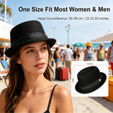 Pork Pie Mesh Hat – Breathable Summer Fedora, Unisex, Adjustable 58–60cm