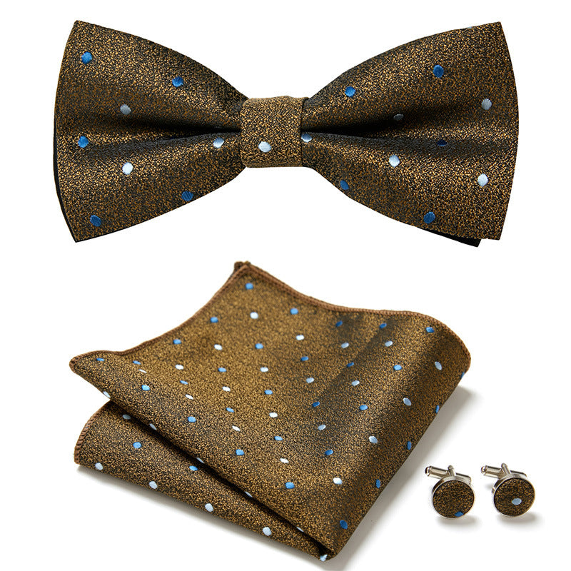 Men's Bow Tie Set – Pocket Square & Cufflinks, Polyester & 36 Designs