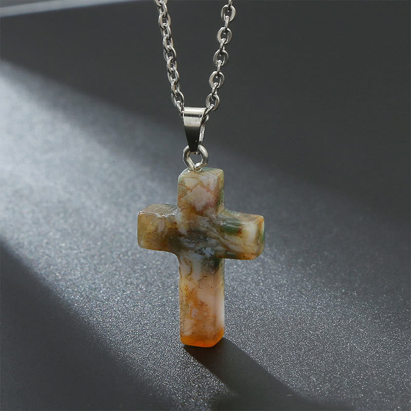 Seraphina Cross Necklace - Indian Agate