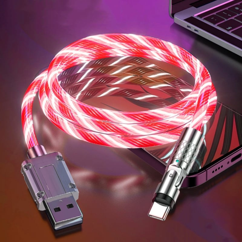 USB-Ladekabel mit 540° rotierendem Stecker und LED-Beleuchtung