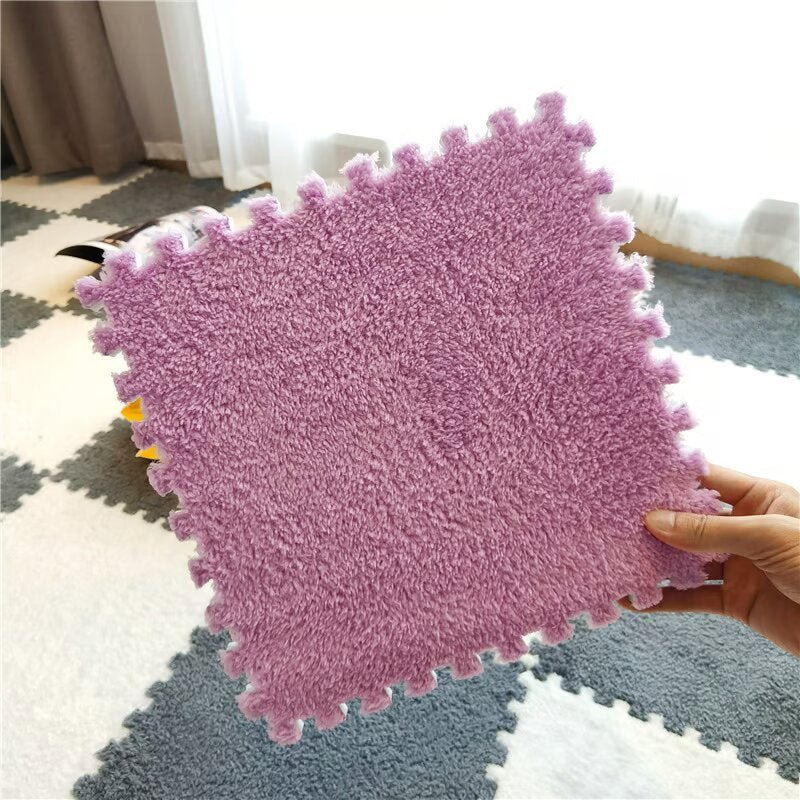 Plush Puzzle Rug Tiles – Foam, 30×30cm & Non-Slip Interlocking