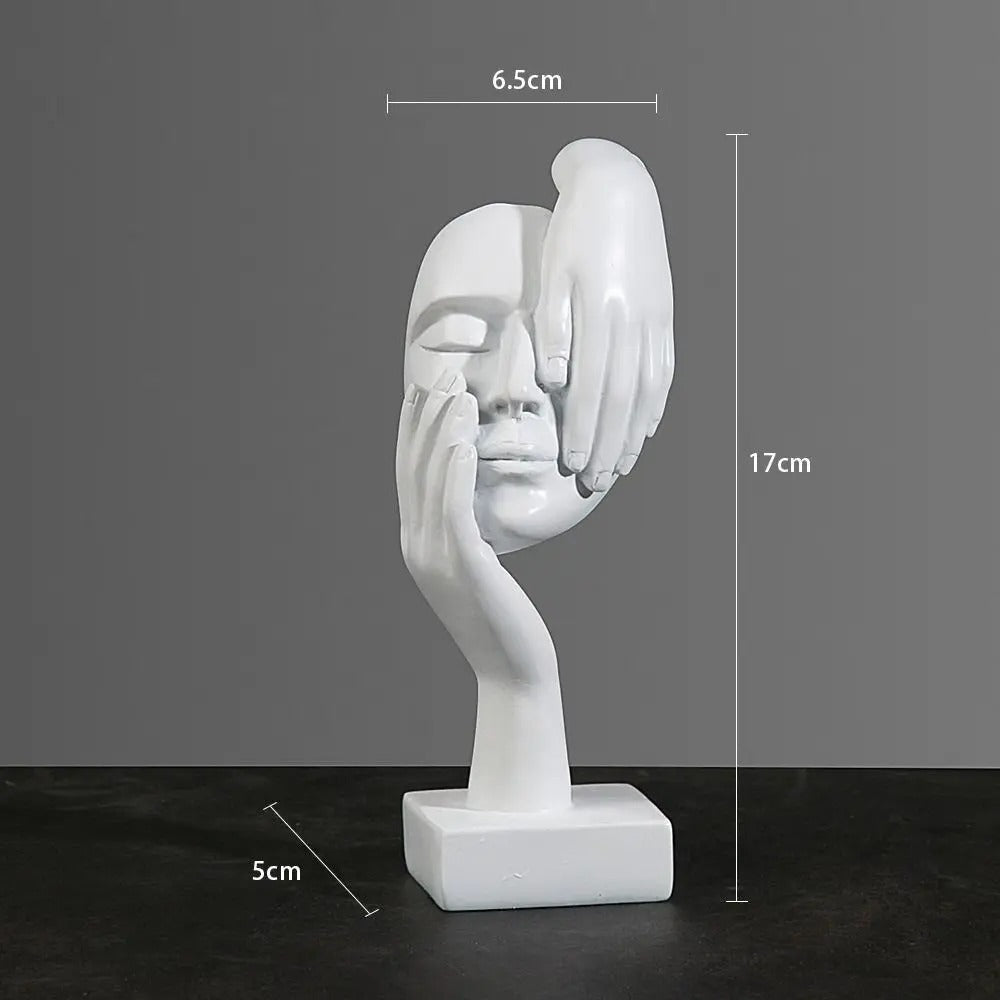 Abstract Face Sculpture – Resin, 17×6.5×5cm, Gold, Black or White Home Decor