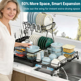 2-Tier Dish Drying Rack – Expandable, Drip Tray & Cutlery Holder