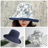 Women's Wide-Brim Sun Hat – Reversible, Cotton Linen & UV Protection