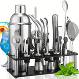 20-Piece Cocktail Bar Set – Stainless Steel Tools, Acrylic Stand & Boston Shaker