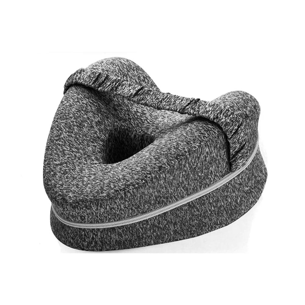 Memory Foam Knee Pillow – Ergonomic Crescent, Adjustable Strap & Washable Cover