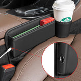Car Seat Gap Organizer – PU Leather, Cup & Phone Holder, 2-Pack