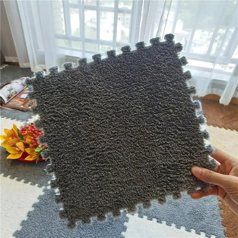 Plush Puzzle Rug Tiles – Foam, 30×30cm & Non-Slip Interlocking