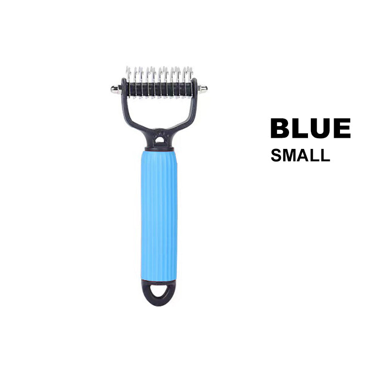 Pet Deshedding Brush – Double-Sided Safety Blades, Small & Large Sizes for Dogs & Cats