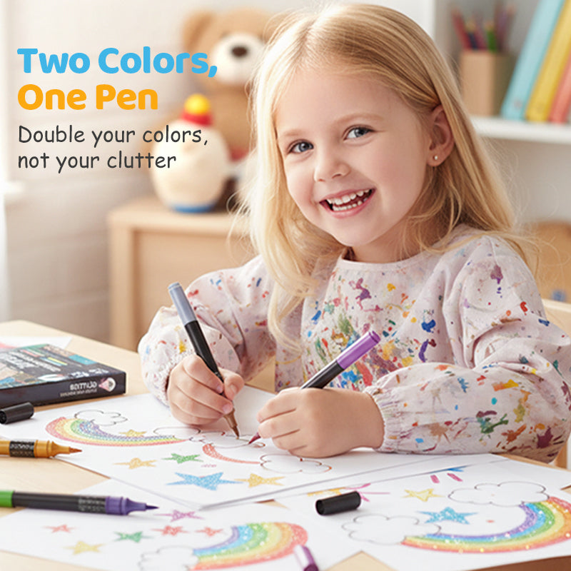 Shimmer Glitter Marker Set – Dual-Tip, Water-Based Acrylic Ink & Non-Toxic