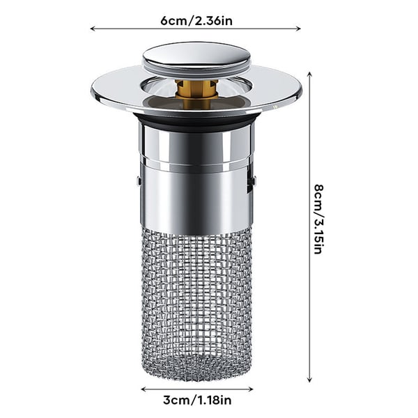 Stainless Steel Drain Strainer – Pop-Up Stopper, Hair Catcher & Tool-Free Install