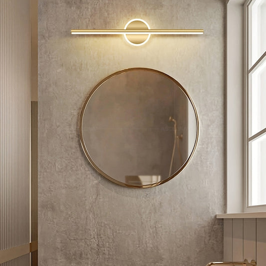 Luxe LED Mirror Wall Light – Minimalist Design, Black/Gold Finish & Aluminium Build