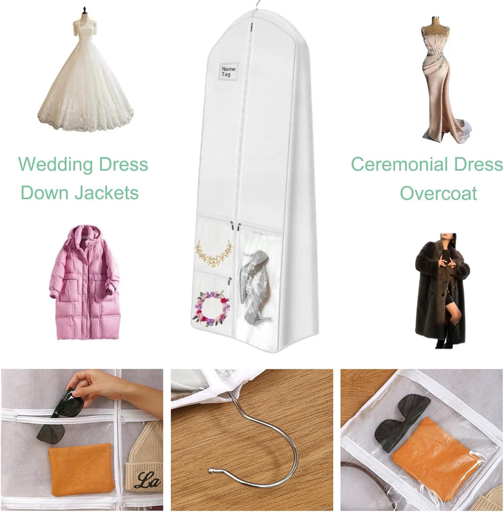 Premium Full-Length Wedding Dress Storage Set - Dustproof Bridal Gown Cover with Protective Features