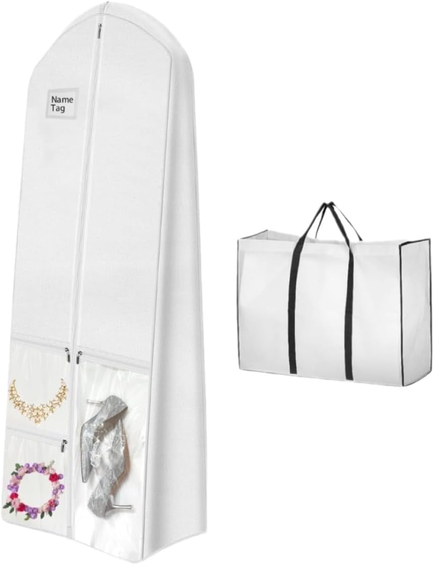 Premium Full-Length Wedding Dress Storage Set - Dustproof Bridal Gown Cover with Protective Features