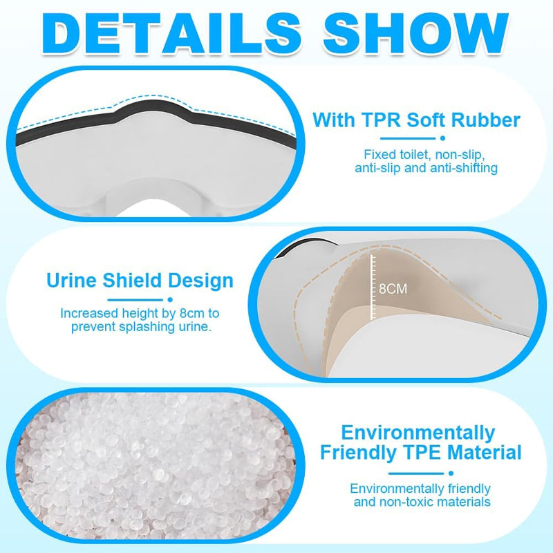 Kids Toilet Training Seat – Foldable, Non-Slip TPR Base & 8cm Splash Guard