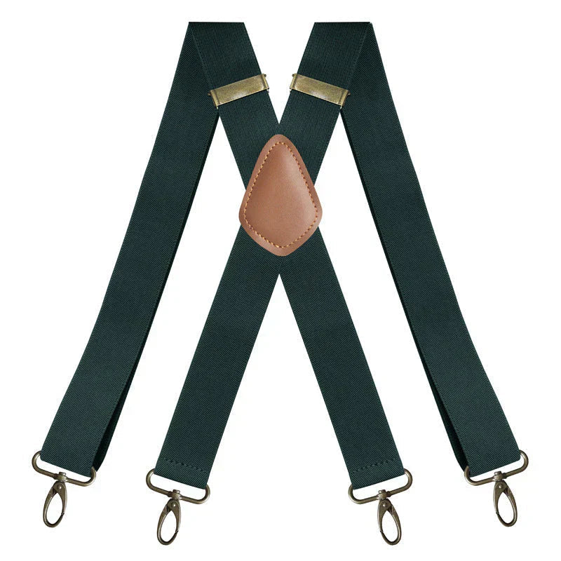 Men's Adjustable Y-Back Suspenders – 3.8cm Padded Straps, 120cm Length & Strong Clips