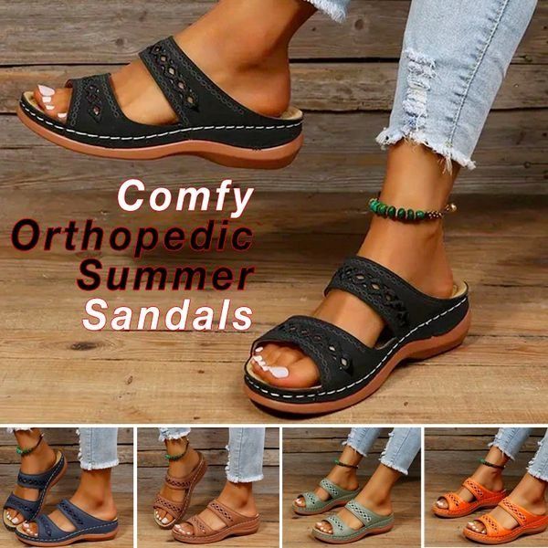 Women's Orthopedic Wedge Sandals – Arch Support, Memory Foam & Non-Slip Rubber Sole