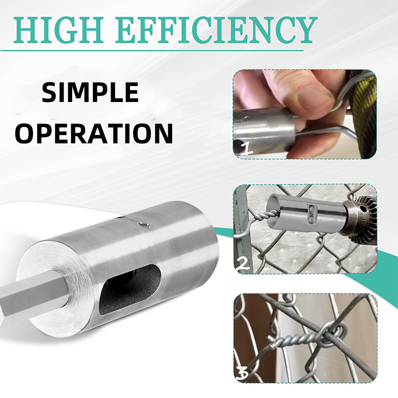 9-Gauge Wire Twister Drill Attachment – Hardened Steel, Triangular Shank & Fence Tool