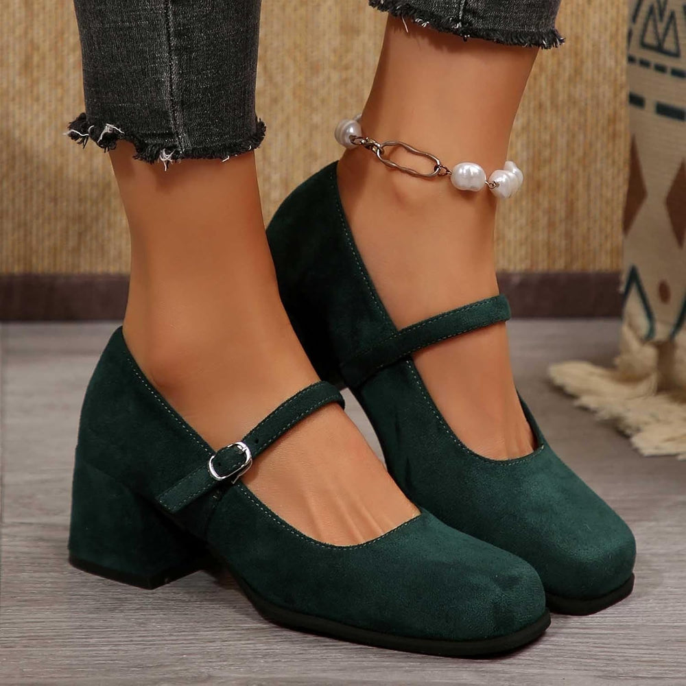 Lena – Suede Buckle Pumps