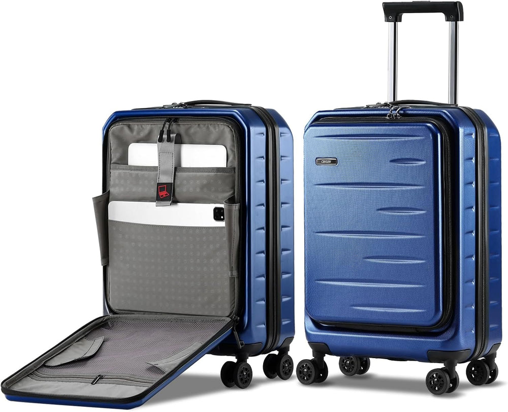 Expandable Hard Shell Carry-On Luggage with Front Pocket & TSA-Approved Lock - Lightweight Travel Suitcase