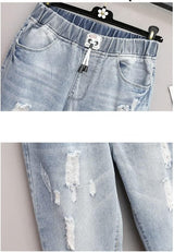 Fall Edition Ripped High-Waisted Oversized Jeans for Women - Trendy Casual Style
