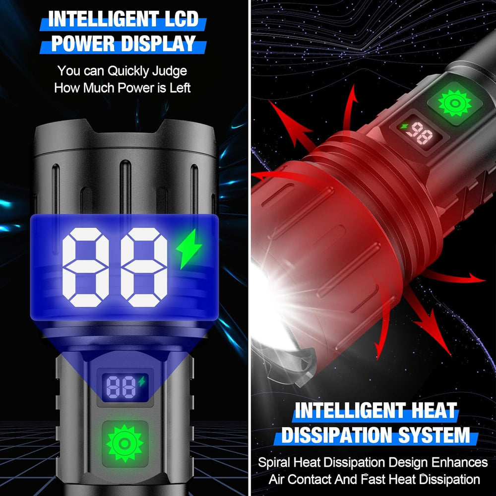 Tactical LED Flashlight – Rechargeable, 100000 Lumens & Waterproof Design