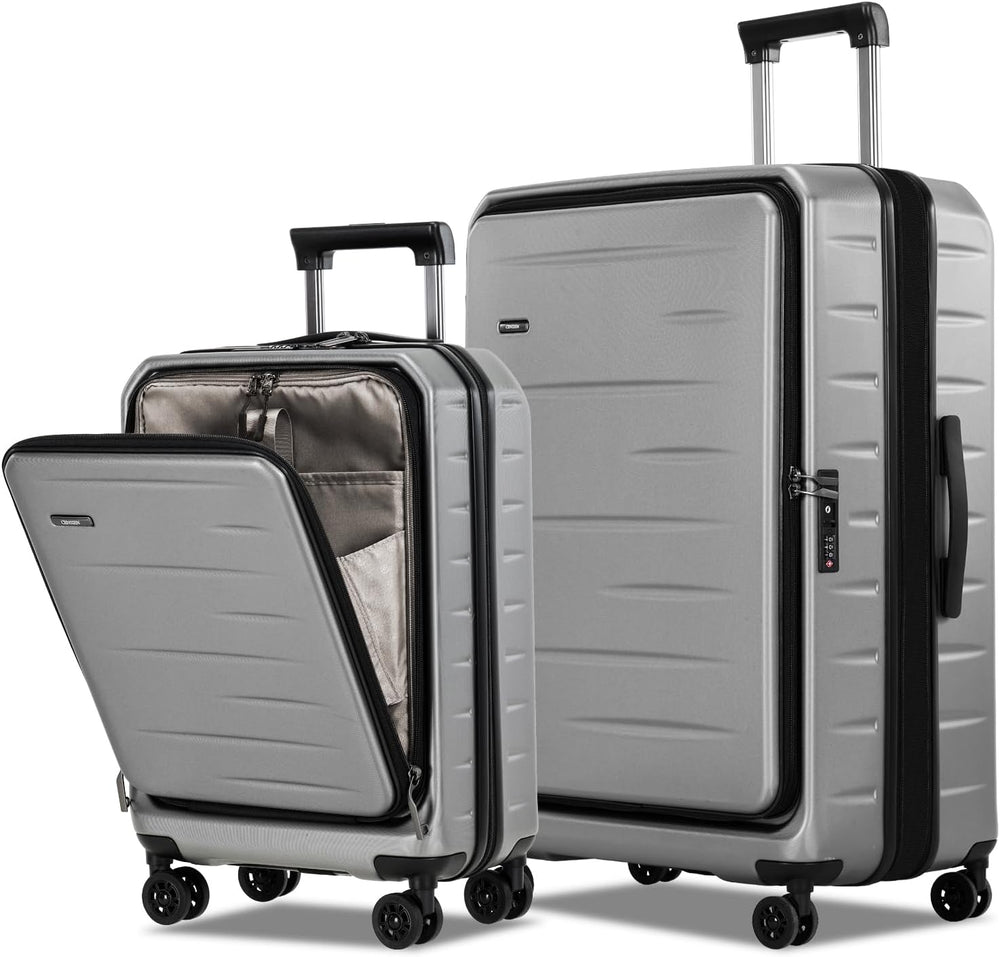 Expandable Hard Shell Carry-On Luggage with Front Pocket & TSA-Approved Lock - Lightweight Travel Suitcase
