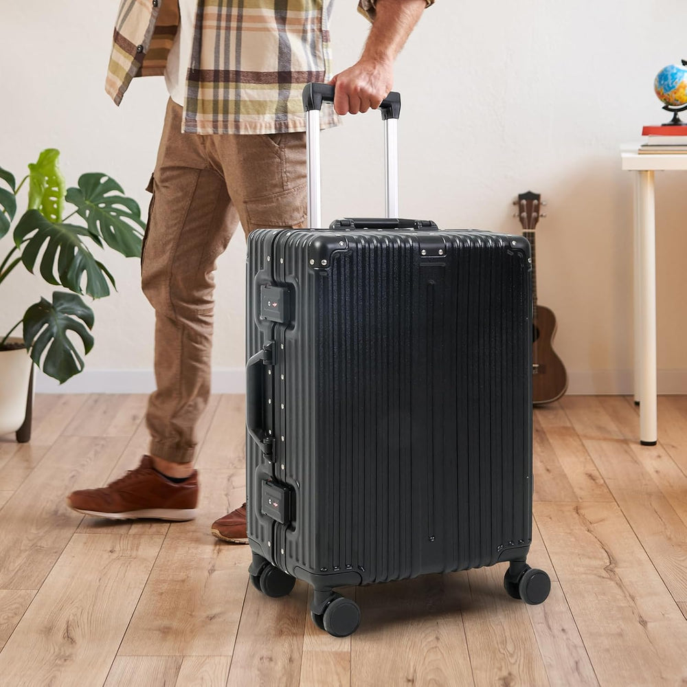Enhanced Product Title: **Premium Aluminium Frame Carry-On Luggage with TSA Lock & Whisper-Quiet Wheels - Lightweight & Durable Travel Suitcase**