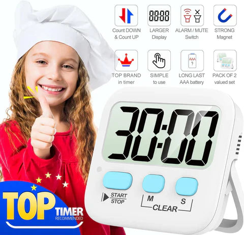 Digitaler Küchentimer mit großem Display – 2er-Set für präzises Kochen und Backen