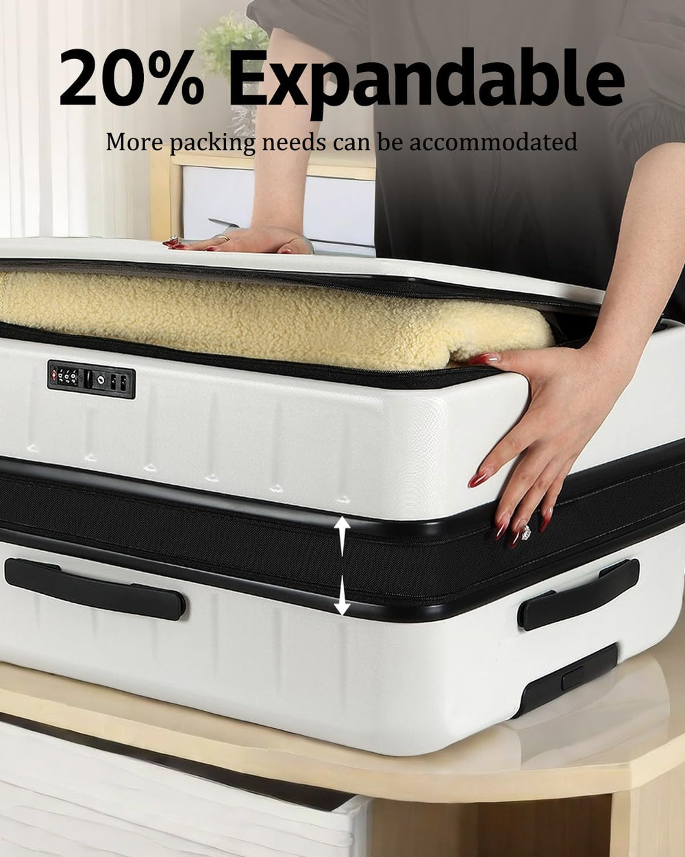 Expandable Hard Shell Carry-On Luggage with Front Pocket & TSA-Approved Lock - Lightweight Travel Suitcase