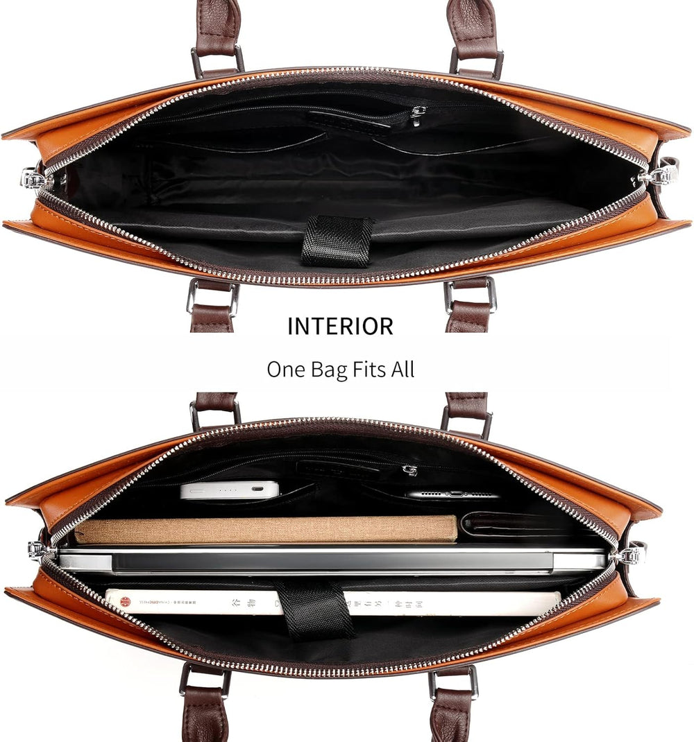 Premium Genuine Leather Multi-Compartment Business Briefcase for Professionals - Stylish & Durable Work Bag