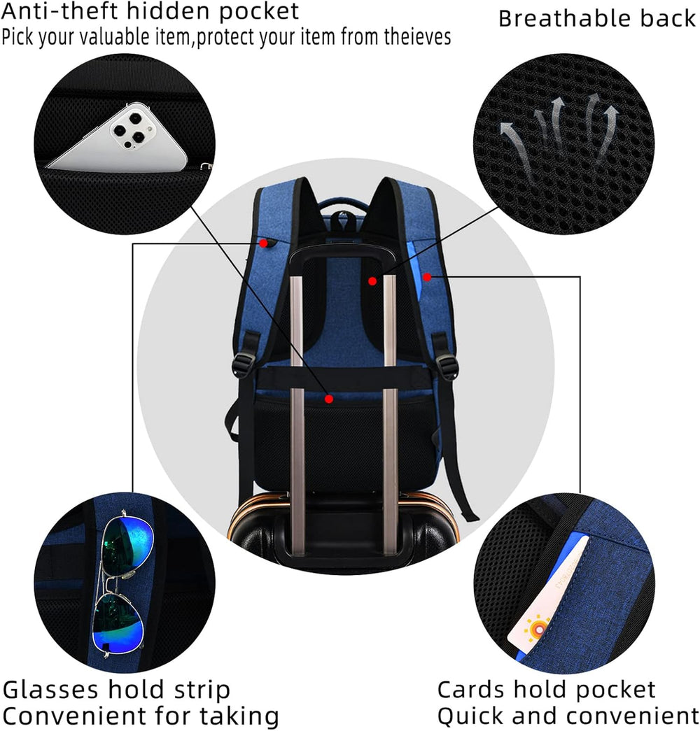 Waterproof Travel Laptop Backpack with USB Port & Organized Storage