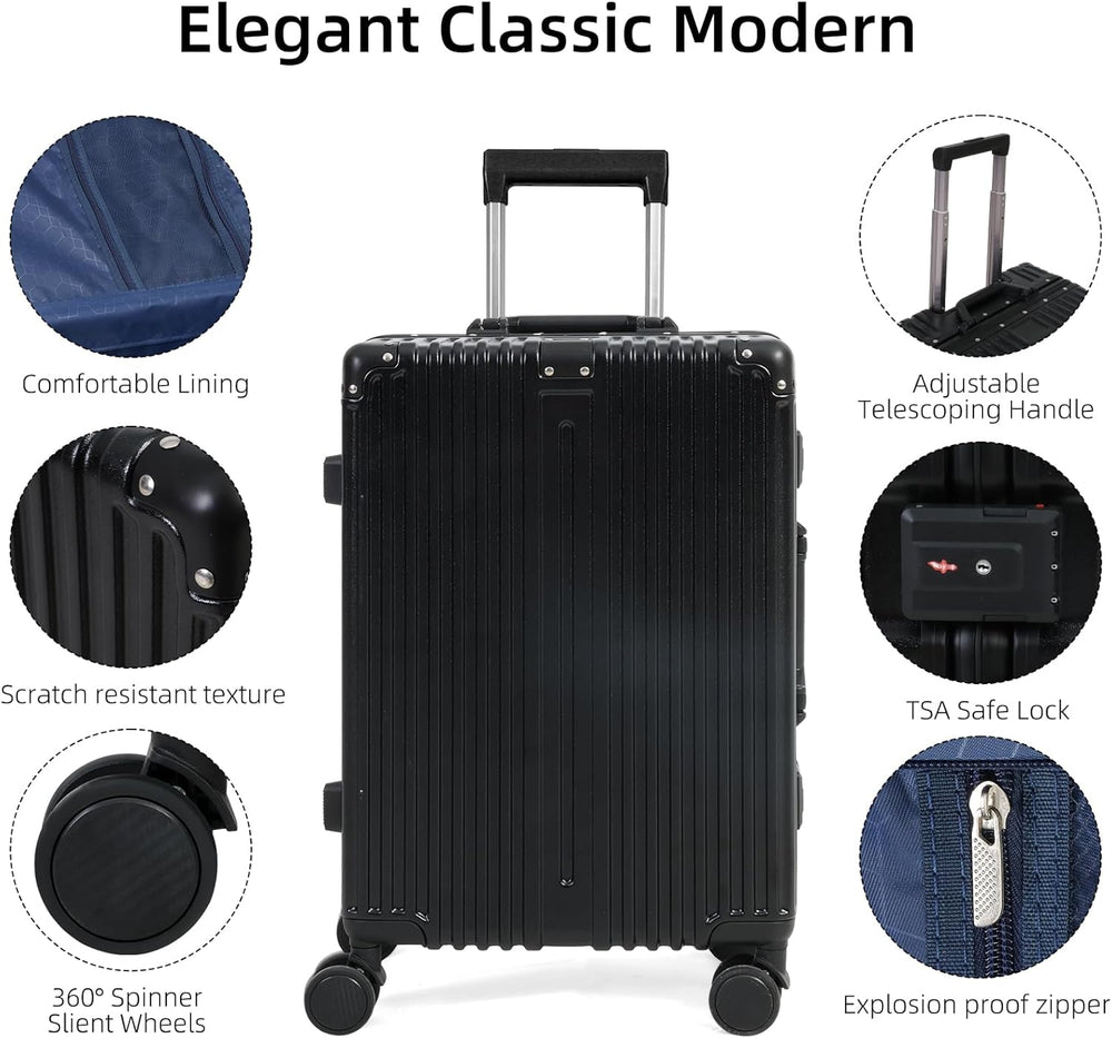 Enhanced Product Title: **Premium Aluminium Frame Carry-On Luggage with TSA Lock & Whisper-Quiet Wheels - Lightweight & Durable Travel Suitcase**