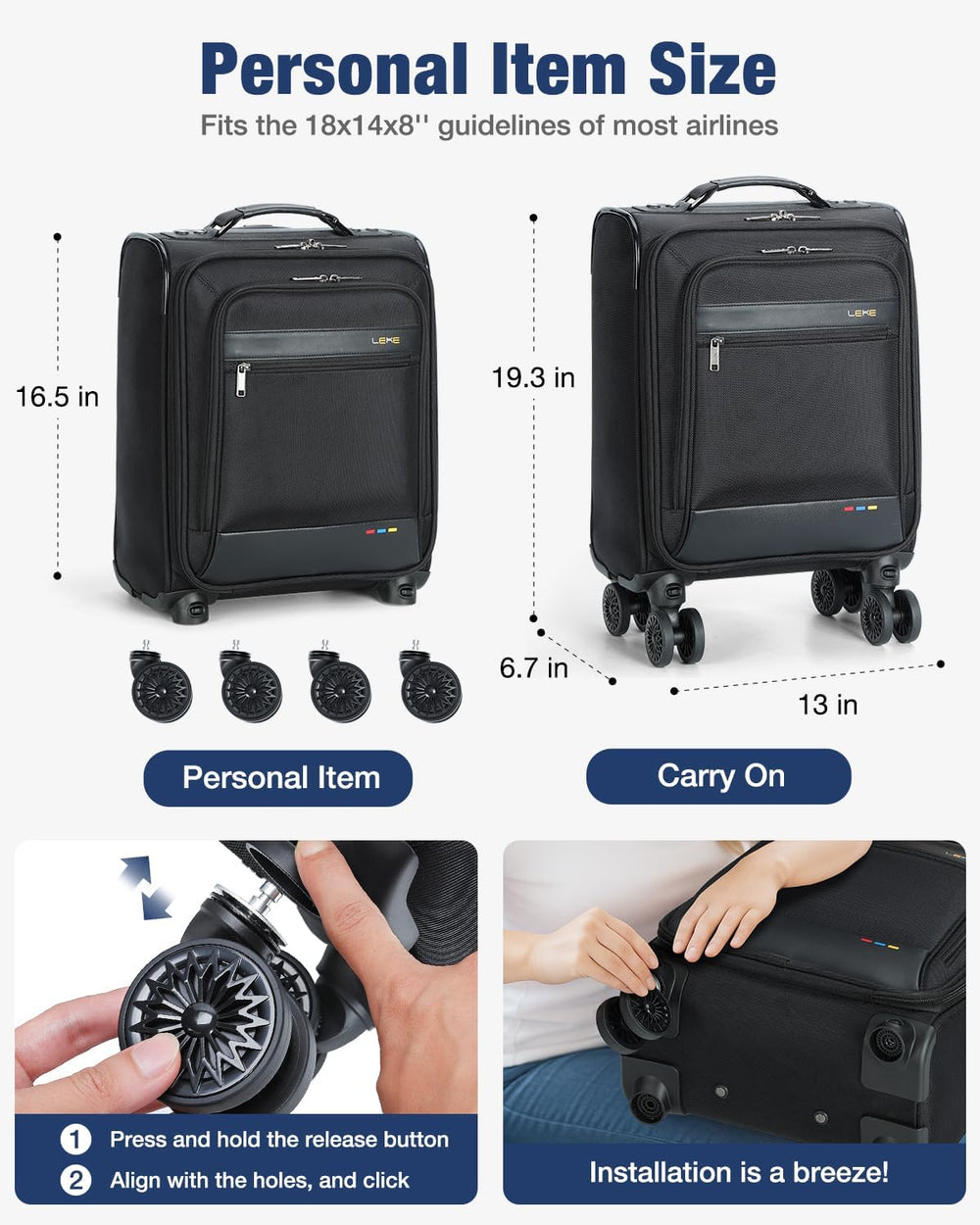 Lightweight Softside Expandable Carry-On Suitcase with Wheels – Airline Approved Travel Luggage