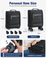 Lightweight Softside Expandable Carry-On Suitcase with Wheels – Airline Approved Travel Luggage