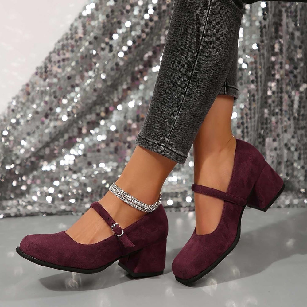 Lena – Suede Buckle Pumps
